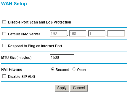 disable port scan and dos protection